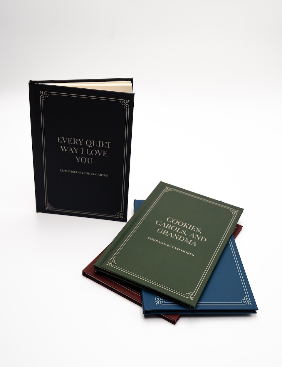Apollo Poet hardcover books professionally photographed in multiple colors